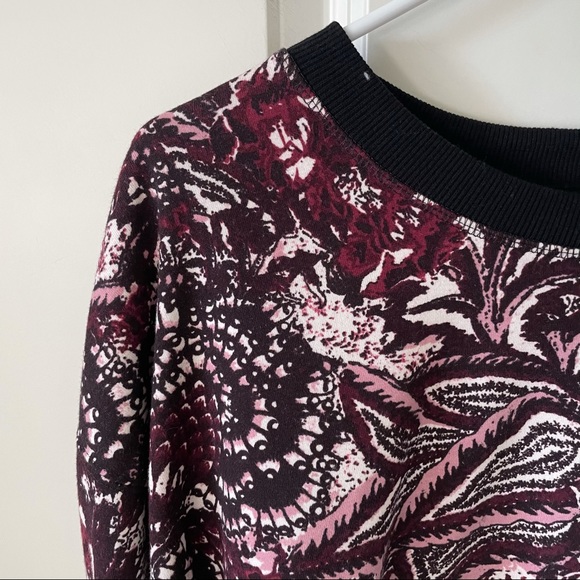 Joie Caleigh Paisley Floral Purple Cropped Sweatshirt Size Large - Picture 3 of 13